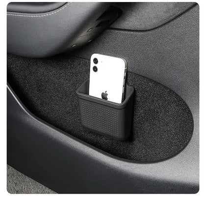 Silicone Car Storage Box For Tesla Model 3 Y S X 2017-2022 2023 Hidden Organizer Tray Bag Box Phone Coin Holder Auto Accessories
