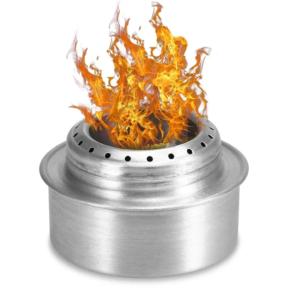 Portable Mini Aluminum Alloy Alcohol Camping Stove with Lid for Outdoor Hiking and Backpacking
