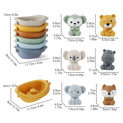 Baby Bath Toys Floating Animal Otter Hippo Seal Kid Bathroom Shower Basketball Hoop Game Children Swimming Pool Water Play Gift