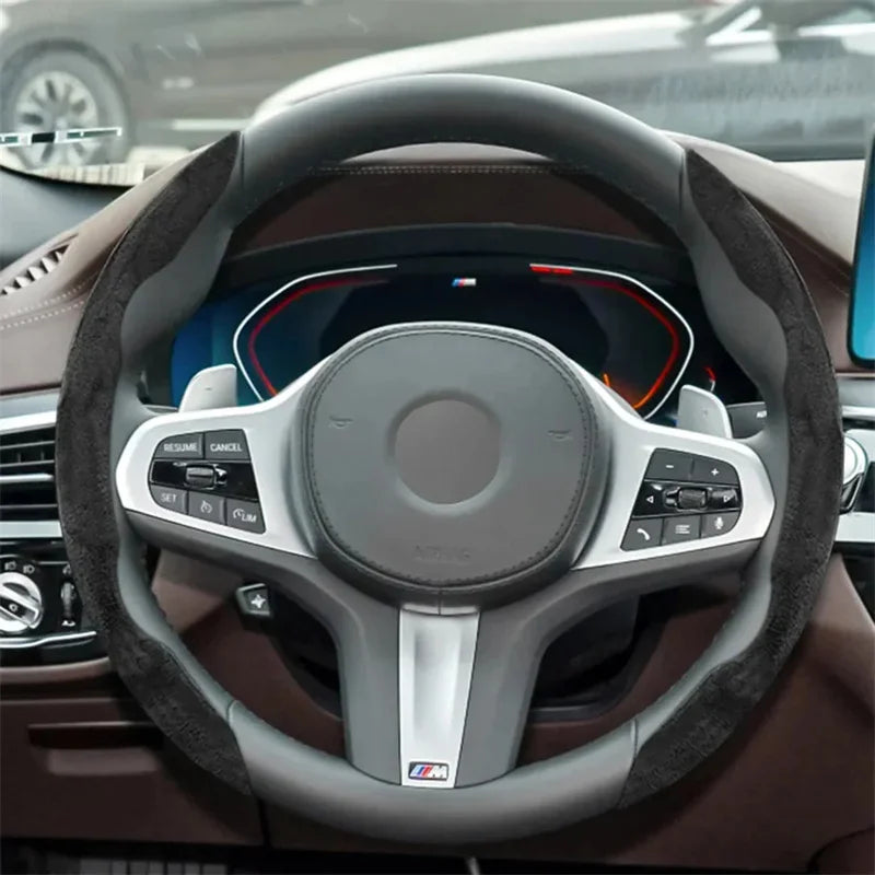 Suede Universal 38CM Car Steering Wheel Booster Cover Non-Slip Auto Interior Steer Protector Decoration Accessories