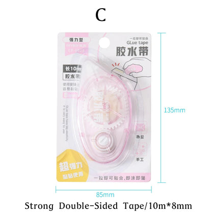 10m*8mm Strong Double Sided Adhesive Glue Tape DIY Scrapbooking Office Stationery Supplies High Viscosity Roller Tape