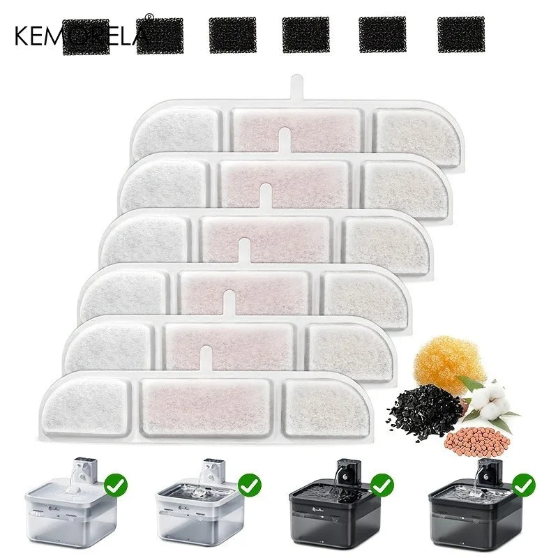 6/12PCS Cat Water Fountain Filters Replacement - with Activated Carbon Fit for Most Waterer Clean Drinking Water for Cats Pet