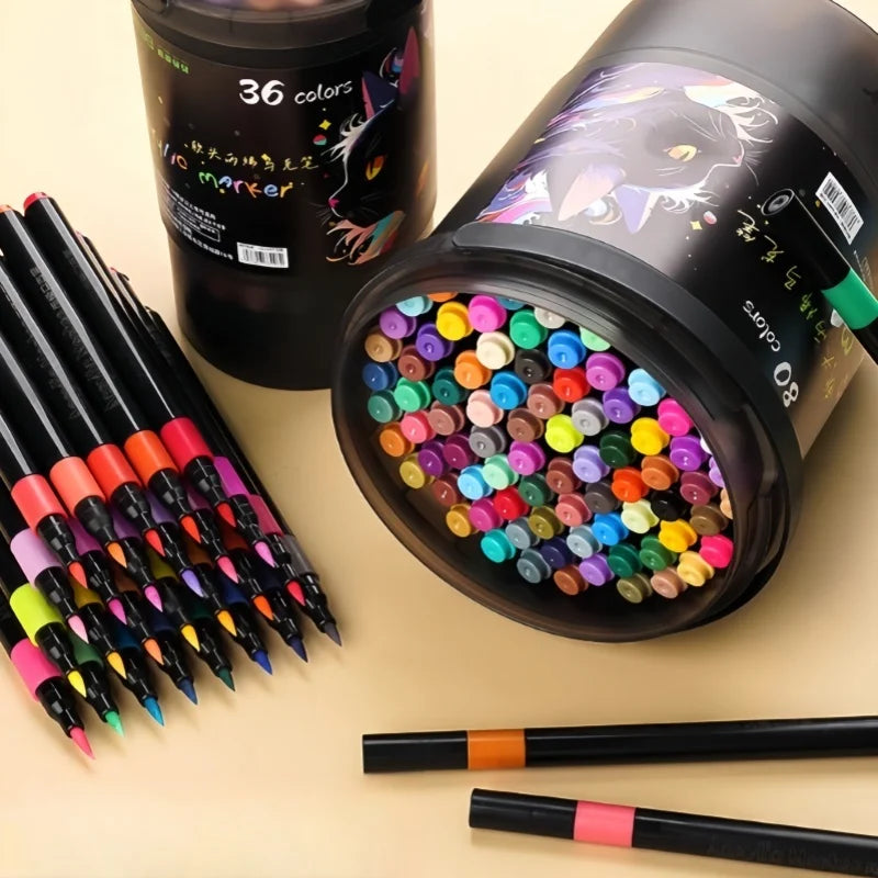 24/36/48/60/80/120 Bucket-cap Soft-Head Acrylic Marker Pen - Specially Designed for Students in Art Class, with Strong Coverage.