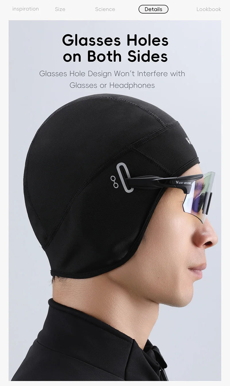 WEST BIKING Winter Fleece Cycling Cap Windproof Thermal Skull Cap Helmet Liner Running Skiing Motocycle Riding Men MTB Bike Hat