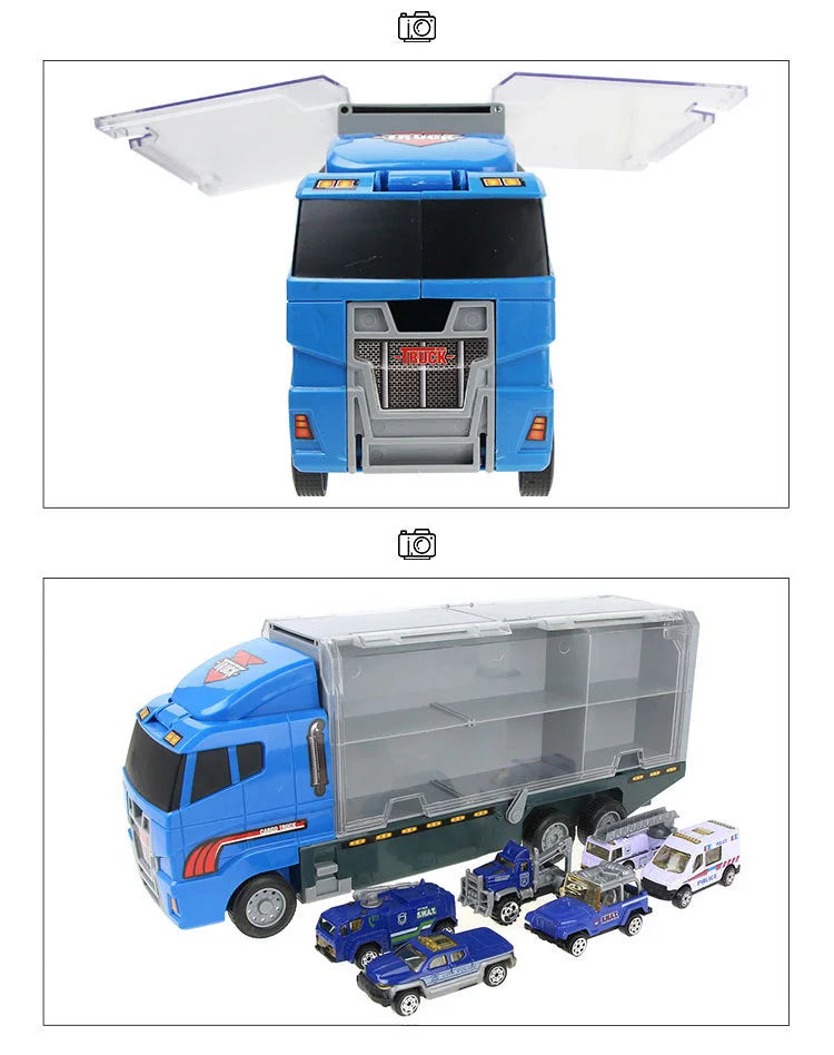 10 In 1 Construction Toys Truck Storage Die-cast Vehicle Transporter Car Set Excavator Dump Truck Digger Backhoe for Kids Gift