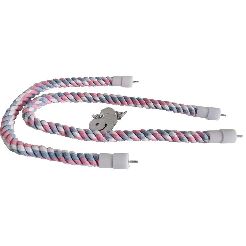 1PC Pet Bird Bite Toy Parrot Color Cotton Rope Toys Elastic Parrot Climbing Toys Sturdy Bird Swing rope Pet Cage Toy Swing Stand