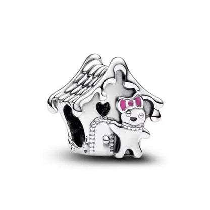 2025 New S925 Silver Spring Ball Bear Cross Pendant Suitable for Original Bracelets DIY Accessories Women's Charm Jewelry Gifts