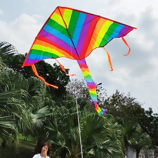 Rainbow Kite for Kids, Easy Fly Long Tail Kite with String, Outdoor Flying Toys for Children, Beach Park Sport Games