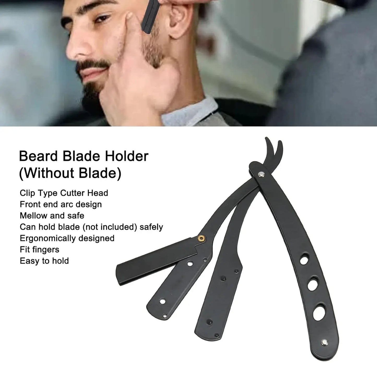 Men Shaving Barber Razor Black Classic Folding Shaving Knife Armpit Hair Pubic Hair Shaver Stainless Steel Straight Razor Holder