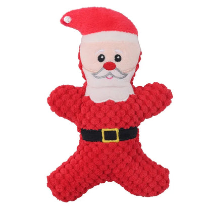 Pet Dog Plush Noise Chewing Toy Santa Elk Gingerbread Man Donut Cat Dog Christmas Series Cartoon Dog Toy Plush Squeak Pet Toy