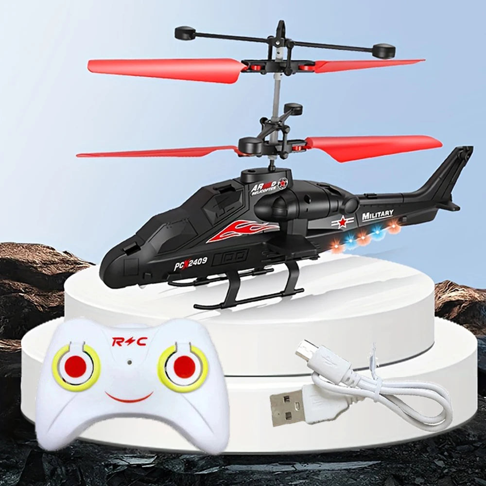 2-Way Remote Control Airplane Infrared Induction Helicopter LED Lights Drone USB Charging Fighter Model Boy Toy