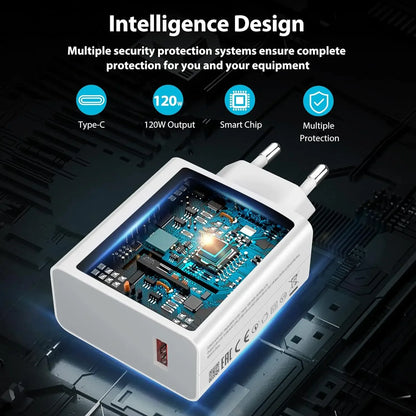 6A 120W EU Fast USB Wall Charger For Xiaomi 11 12 13 14 15 Ultra Redmi Note 11T 12 13 POCO F6 X5 Pro Type C Turbo Charging Cable