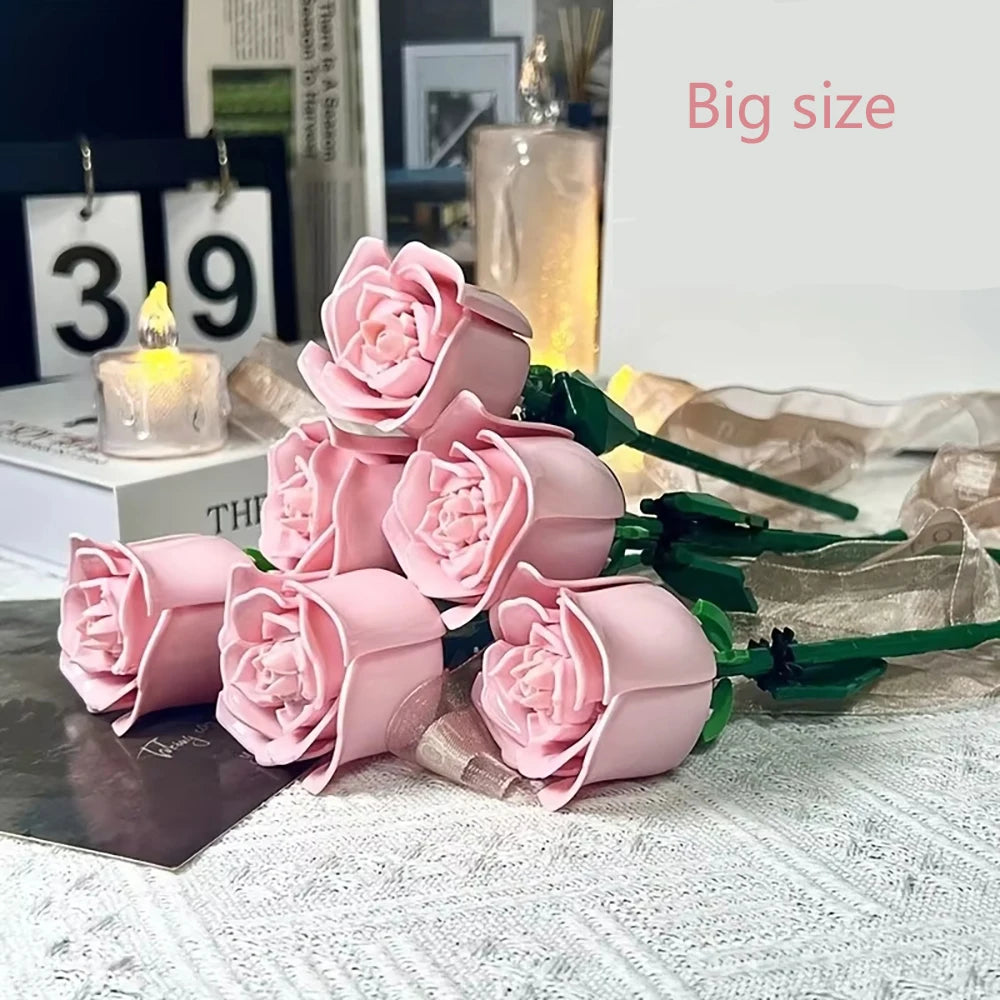 KNEW BUILT DIY Rose Flower Arrangement Building Block Toys-Enjoy Life,Loved by Girl,Create Your Favorite Bouquet,Home Decoration