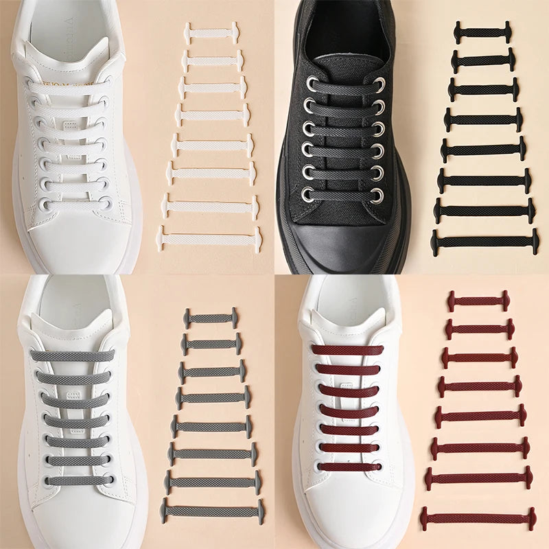 16pcs/lot Silicone Shoelaces No Tie Shoelaces 12 Colors Elastic Lace Shoelace Creative Lazy Silicone Laces Rubber Lace