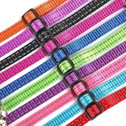 Personalized Name Cat Collar Reflective Nylon Dog Cats ID Collar With Bell Engraving Name for Small Cats Dogs Chihuahua 6 Colors