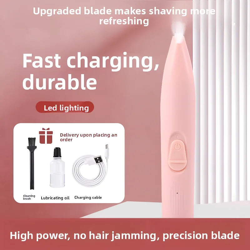 Pet electric clipper, pet foot hair trimmer, 360 ° pet hair trimmer, pet beauty and hairdressing trimmer, USB charging 500mah