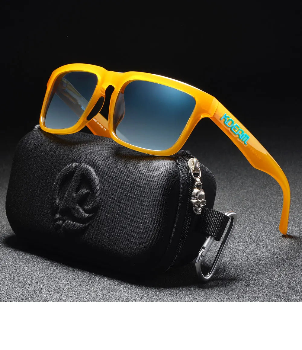 KDEAM Men's Polarized Sunglasses Square Casual Outdoors Sun Glasses Women Unisex Sunglass For Couple With Zipper Case
