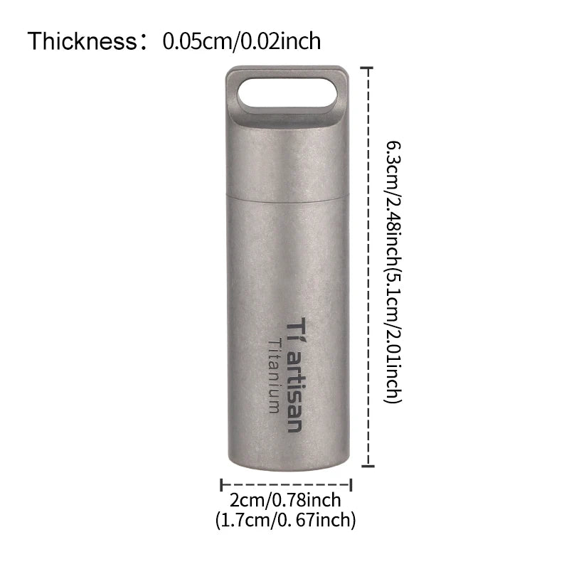 Tiartisan Pure Titanium Sealed Mini Pill Box  Outdoor Travel Waterproof Small Tool Parts Container Multi-Purpose EDC Tool