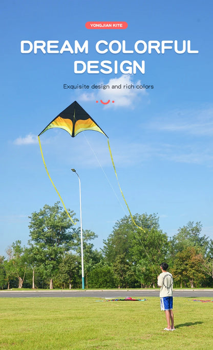 YongJian Large Beach Delta Kite for Adults  Extremely Easy to Fly for Beginners Comes with 100m String Kite Handle