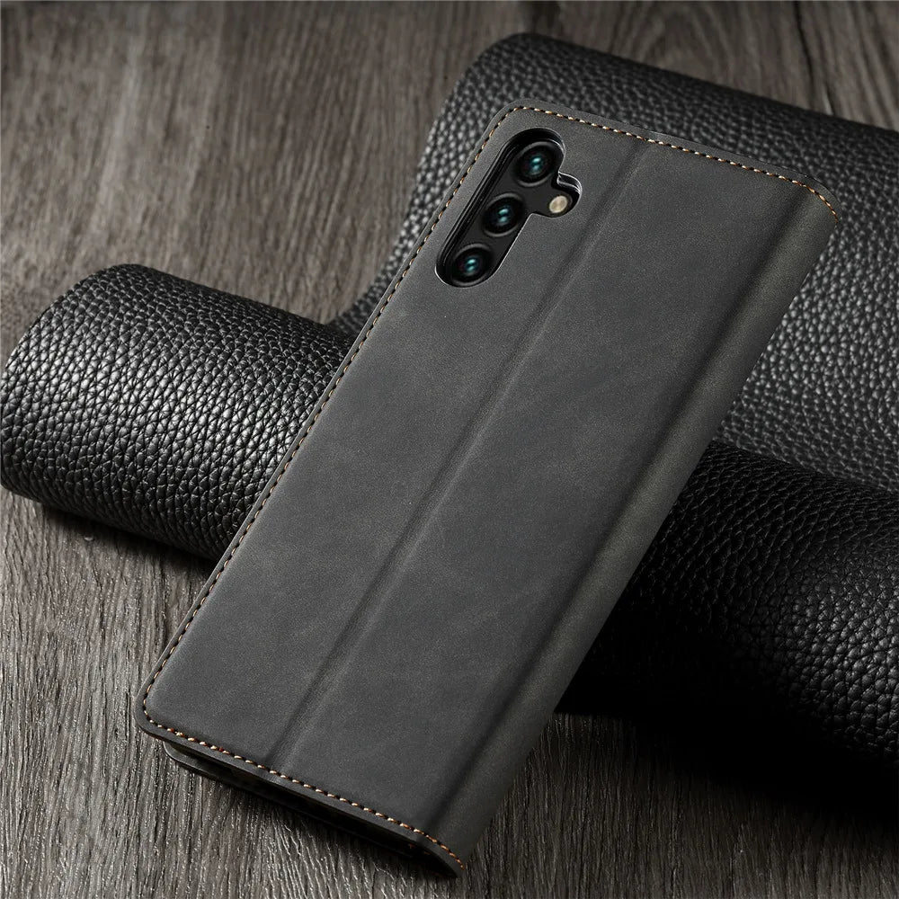 Leather Phone Case For Samsung S26 S25 edge S24 S23 FE S22 Ultra S21 S20 S10 Plus Note 20 10 9 Magntic Flip Card Wallet Cover