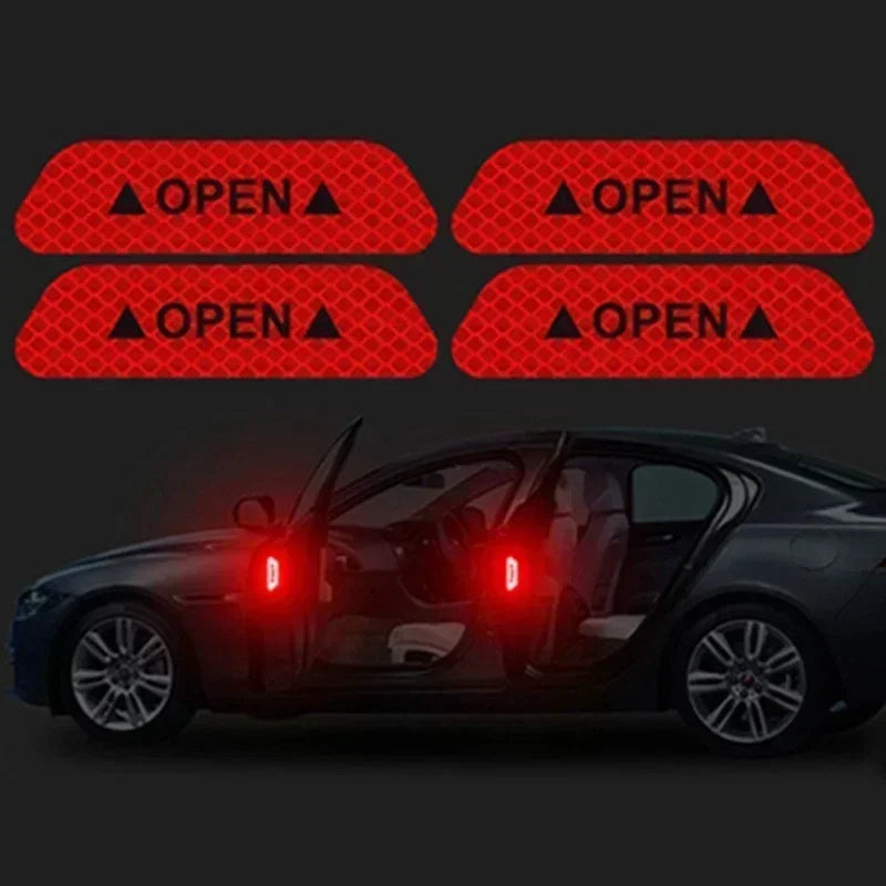 Night Reflective Car Door Sticker Safety Opening Warning Reflector Tape Decal Auto Accessories Exterior Interior Reflector Amagi