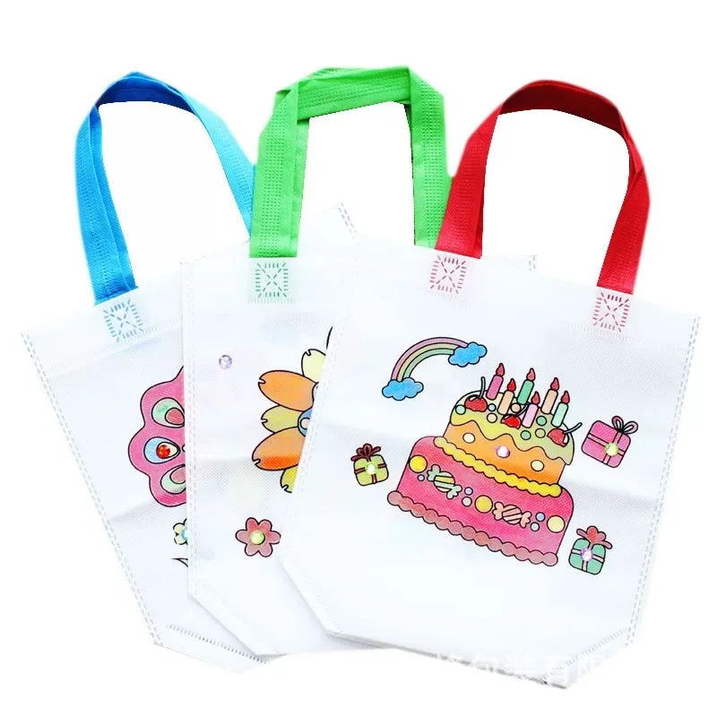 1-10pcs Sets DIY Graffiti Bag with Markers Handmade Painting Non-Woven Bag for Children Arts Crafts Color Filling Drawing Toys