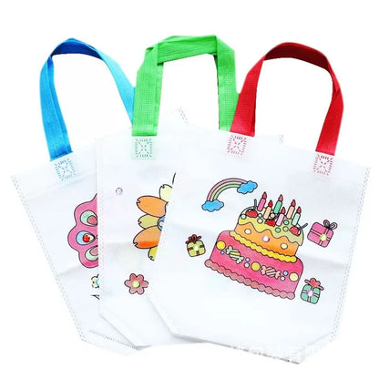 1-10pcs Sets DIY Graffiti Bag with Markers Handmade Painting Non-Woven Bag for Children Arts Crafts Color Filling Drawing Toys