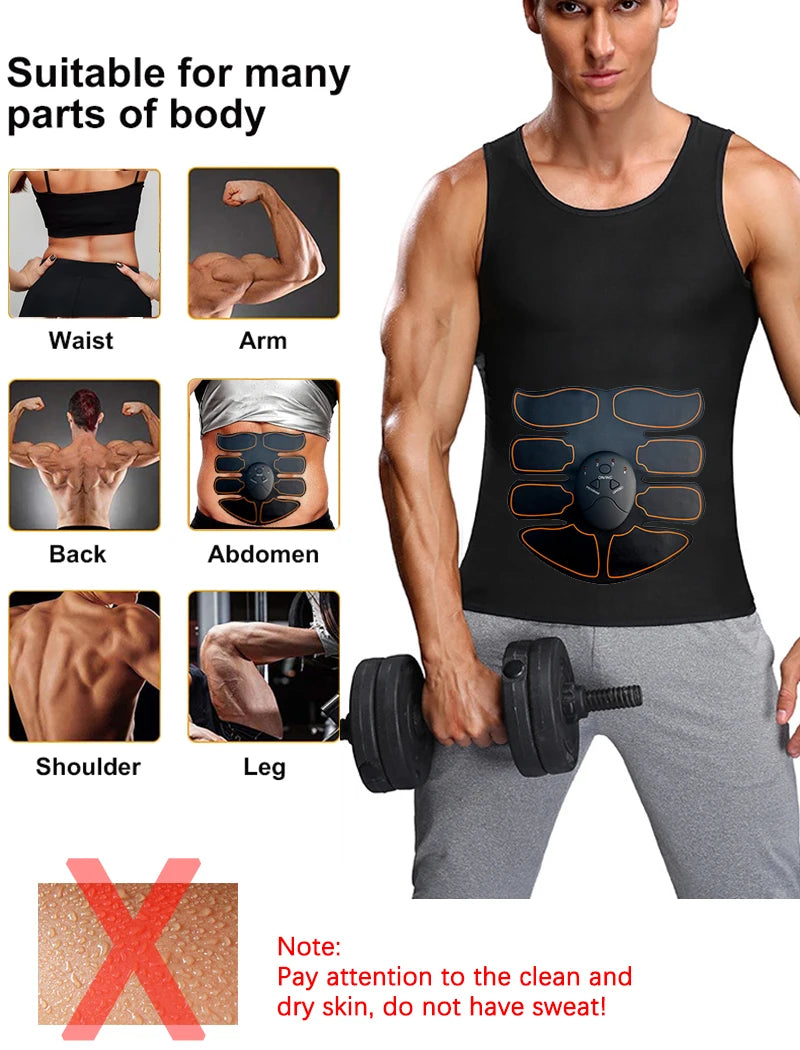 New EMS Muscel Stimulator Abdominal Arm Leg Neck Trainer Muscle Toner Body Training Slimming Massager Fitness Use With Battery