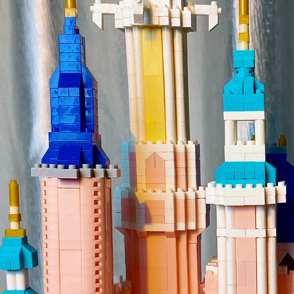 KNEW BUILT Gift Pink Castle Model Kits Toys Microblock Building Blocks for Adults Princess Kids Castles Architecture Set Bricks