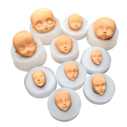 3D Baby Face Silicone Molds Human Facial Mould DIY Doll Modified Polymer Clay Fondant Cake Decor Action figure Handmade Mold