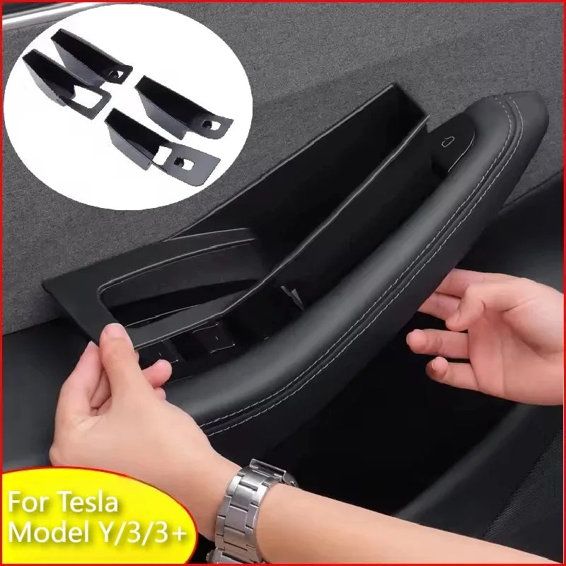 Door Handle Storage Box for Tesla Model 3 Highland Model Y Juniper 2026 Interior Accessories Inner Handle Organizer Phone Holder