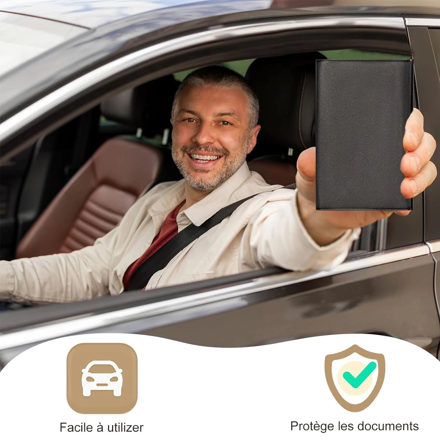 Gray card pocket package and registration Protection cover insurance-plastic transparent pouch for Motorbike Car Documents (1/2, black)