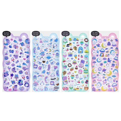 3 pcs/6 pcs Sweet Candy Pets Cat Coffee Cakes Flash Puffy 3D Stickers Scrapbooking Diy Diary Stationery Stickers School Supplies