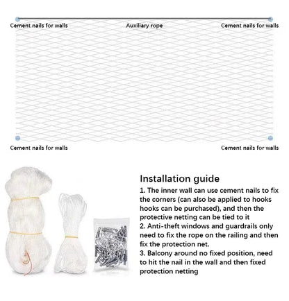 Cat Net Pet Protective Cover Floating Window Mesh Plastic Nylon Steel Wire Grid Garden Balcony Safety Fall Prevention Netting