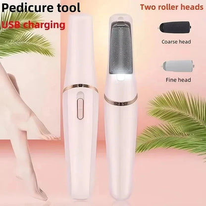 NEW in USB Electric Dead Skin Pedicure Automatic Foot Grinder Rechargeable Roller Feet Pedicure Tool with Removable Roller Heads