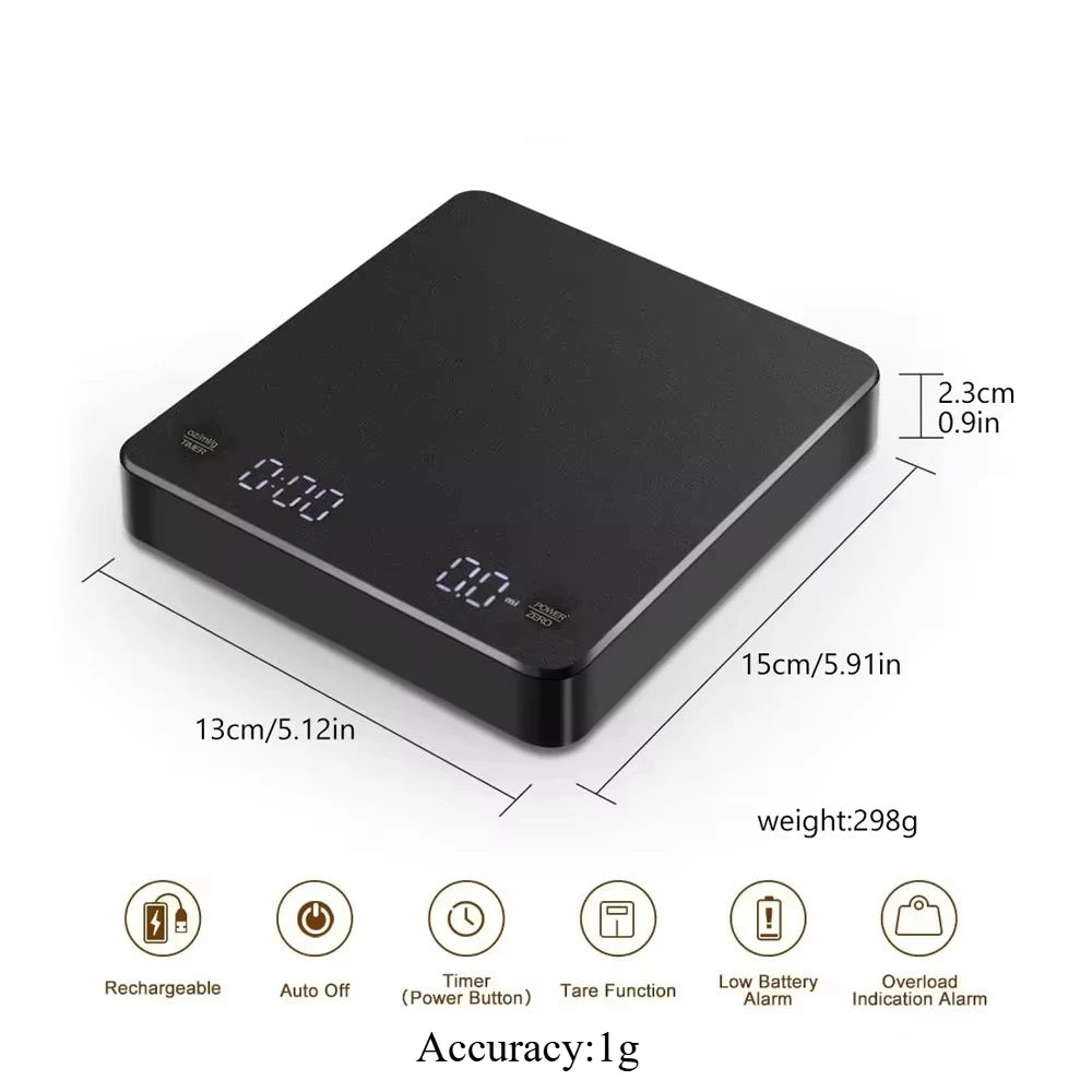 Coffee Scale Nano Coffee Scale with Timer Espresso Scale with Auto Peel Touch Sensor and Silicone Lid