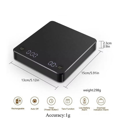 Coffee Scale Nano Coffee Scale with Timer Espresso Scale with Auto Peel Touch Sensor and Silicone Lid