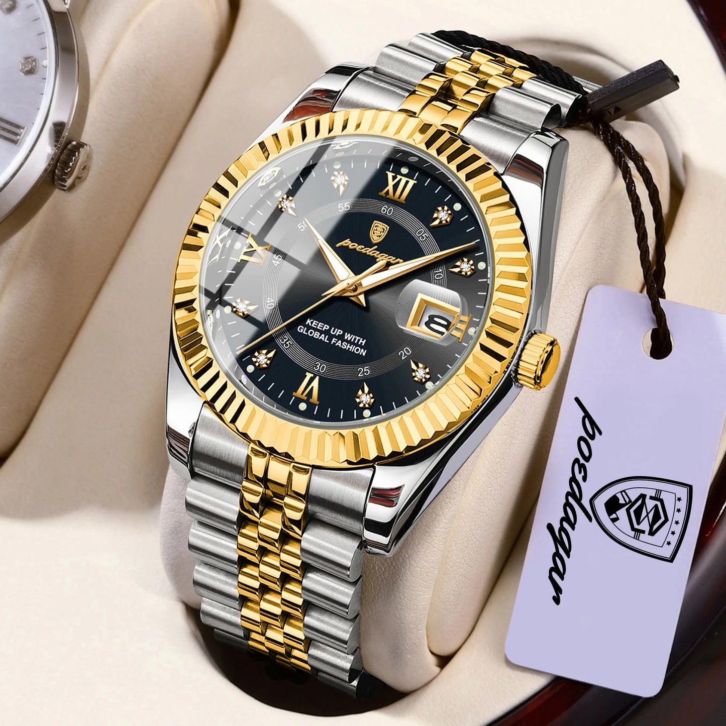 POEDAGAR Original Men Wristwatch Waterproof Luminous Date Business Man Clock Stainless Steel Quartz Military Men's Watches Reloj