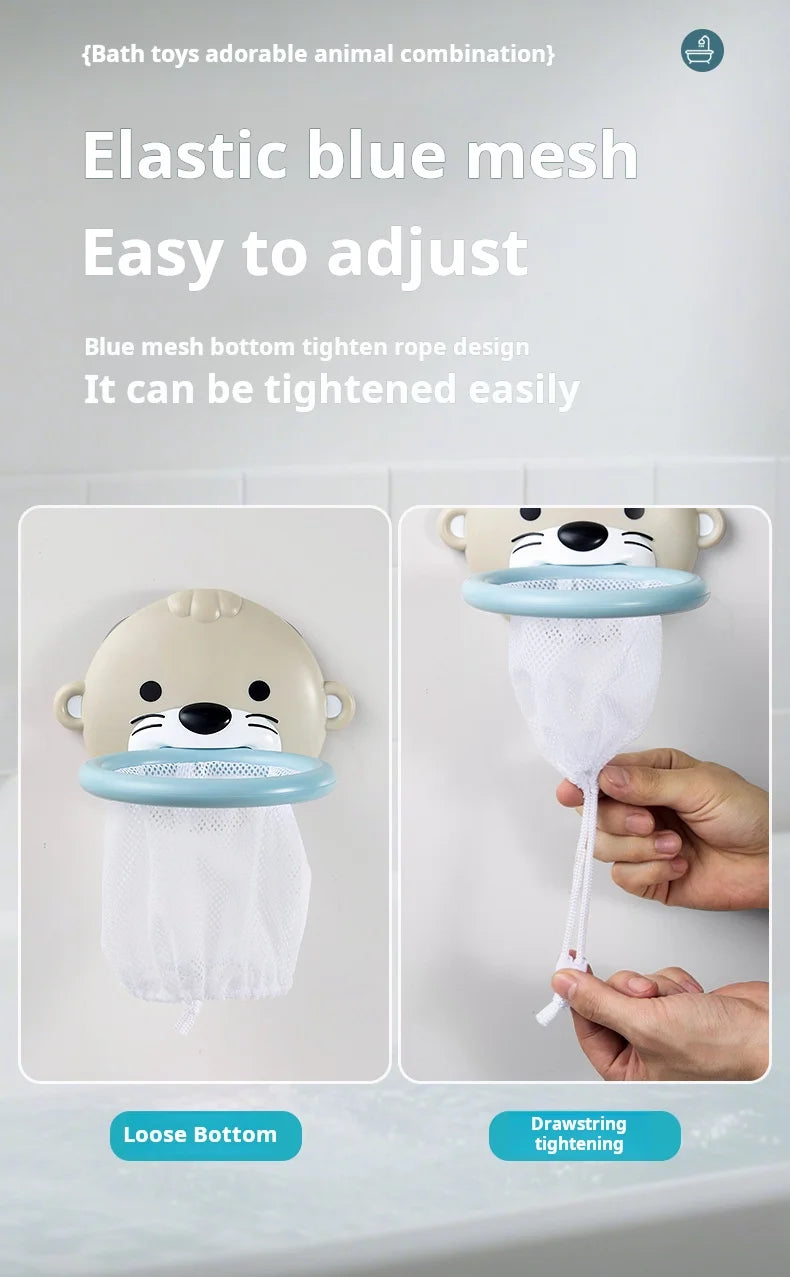 Baby Bath Toys Floating Animal Otter Hippo Seal Kid Bathroom Shower Basketball Hoop Game Children Swimming Pool Water Play Gift