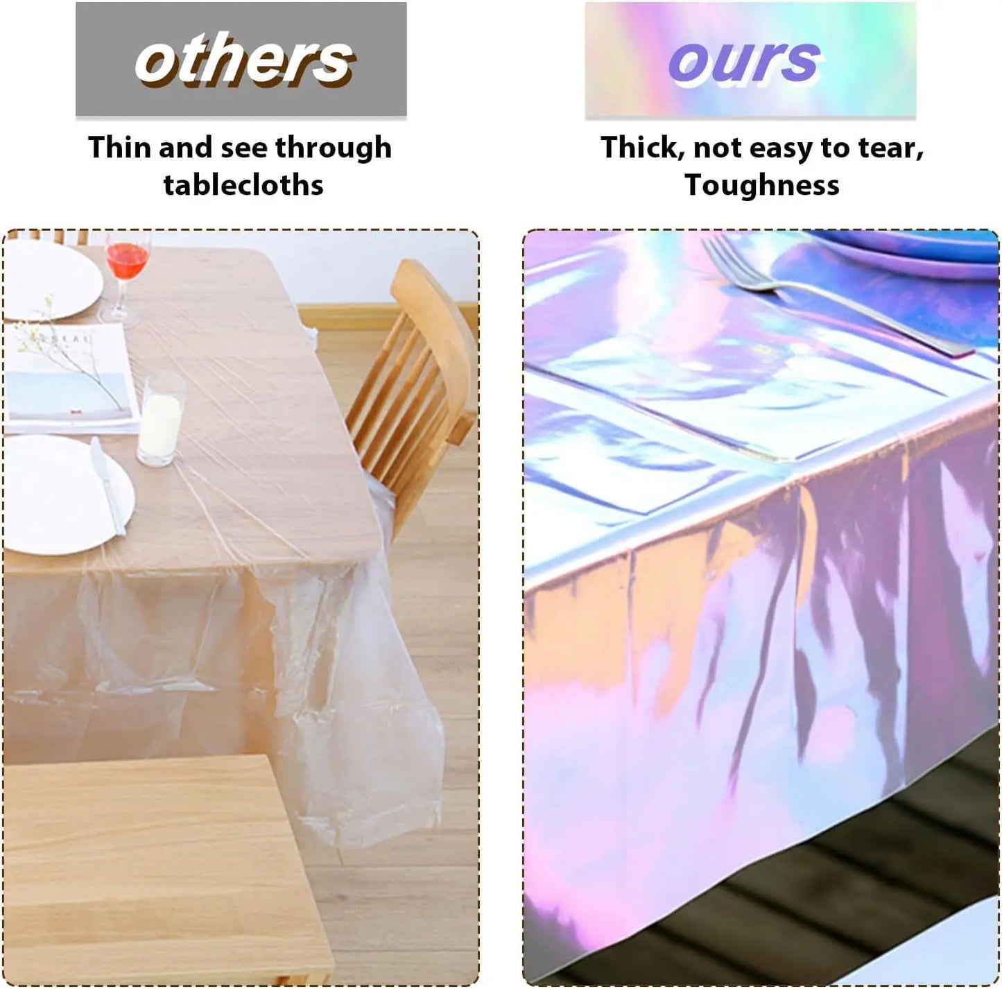 Tablecloth For Table Nappe De Table Tablecloth Birthday Iridescent Disco Party Decor Shiny Laser Holographic Disposable Covers