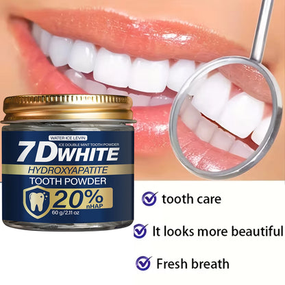 Hydroxyapatite Tooth Powder 60g, 20% NHAP & Charcoal Whitening Toothpaste Powder, Double Mint for Fresh Breath, Oral Care