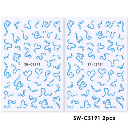 2pcs Sweet Element Nail Art Stickers Simple Flower Heart Cherry Strawberry Kawaii Decals Colorful Bow Butterfly Manicure Sliders