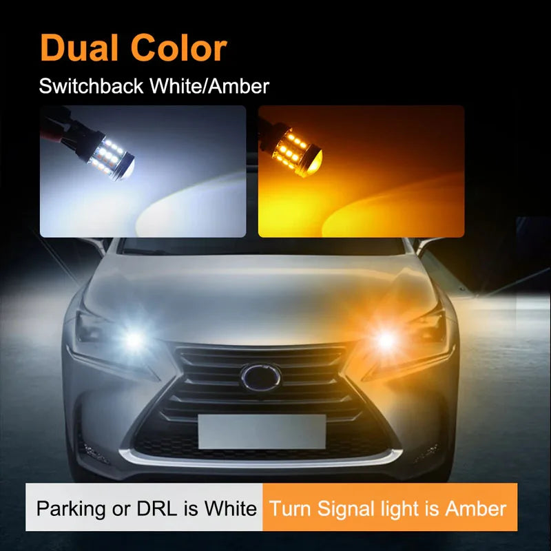 1pc Dual Color Parking Light Led T25 3157 P27/7W 45Smd Car DRL Turn Signal Lamp Auto Lights Bulb 12V CAR Accessories