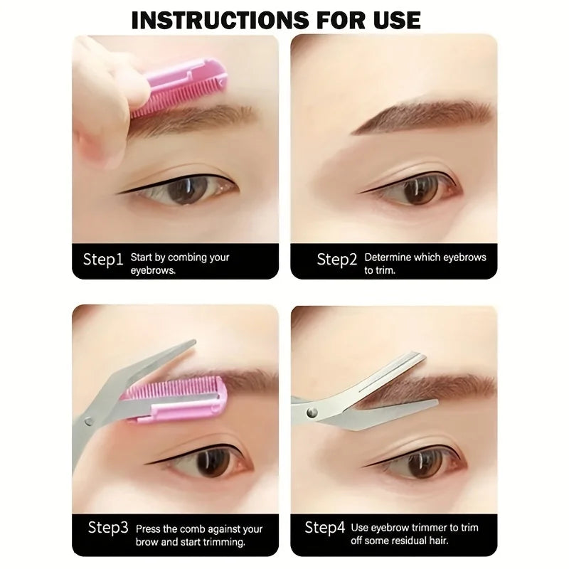 1pcs Eyebrow Trimmer,Stainless Steel Eyebrow Scissors With Comb,Eyebrow Trimming Scissors Hair Removal Beauty Tools for women