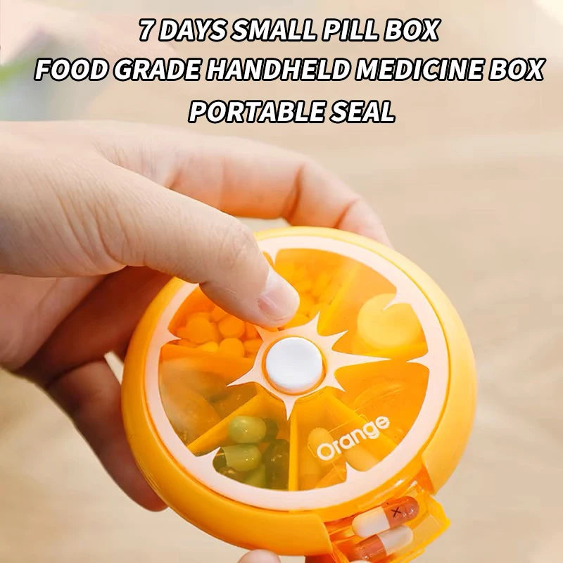1pc Seven Grid round Box Sealed Medicine Packaging Box, One Week Medicine Storage Box, Carry Small Medicine Box with You