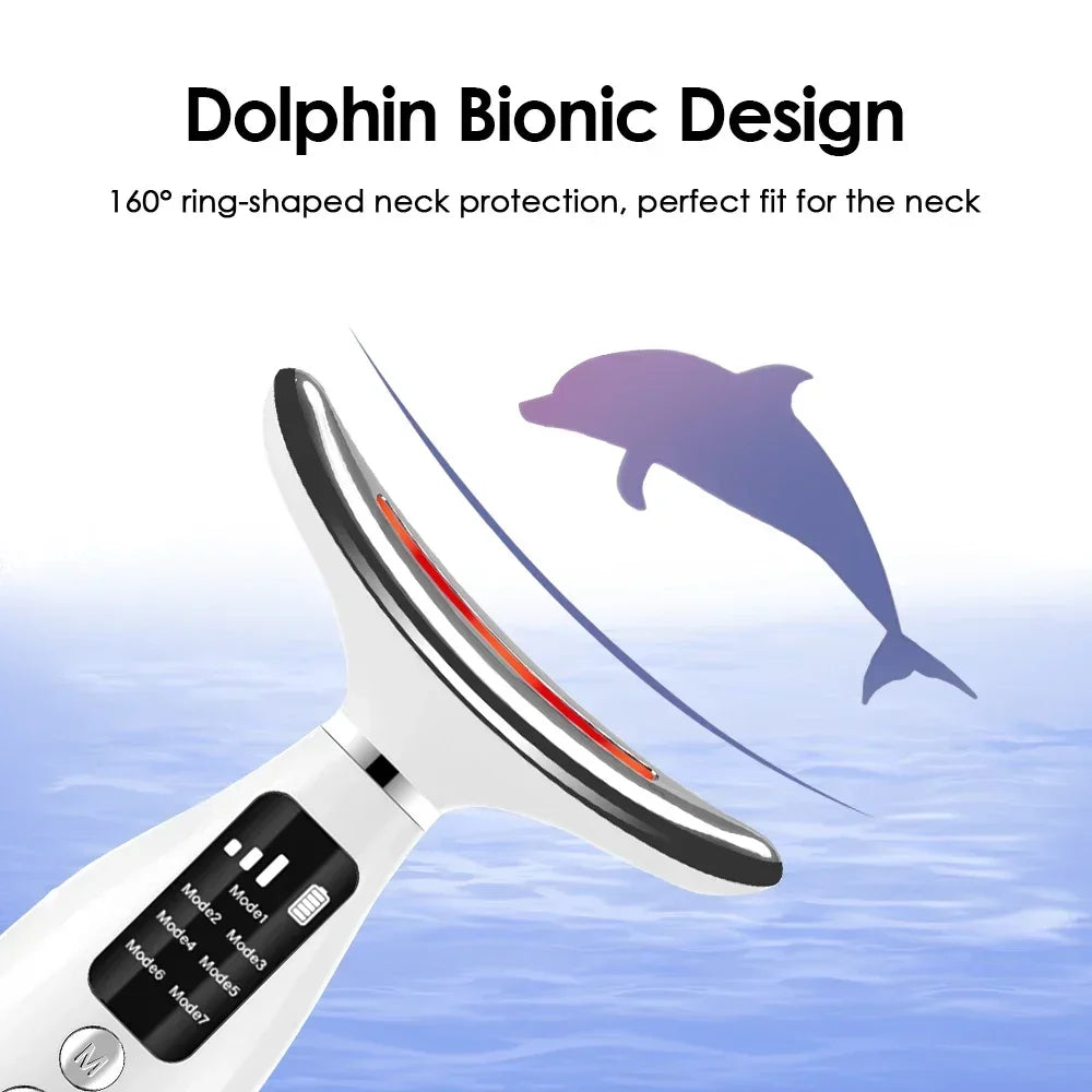 7 Color LED Facial Beauty Instrument Vibration Massage 7 Modes Face Neck Lifting Anti-Aging Wrinkle Remover For Home Use