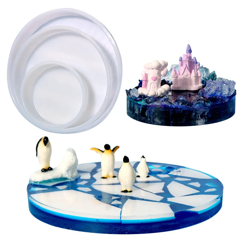 Large Round Tray UV Resin Mold Crystal Desk Silicone Mold DIY River Table Mold Fruit Disc Tea Plate Coaster Making Mold Tools