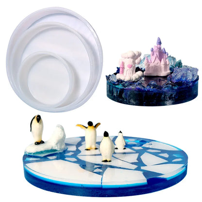 Large Round Tray UV Resin Mold Crystal Desk Silicone Mold DIY River Table Mold Fruit Disc Tea Plate Coaster Making Mold Tools