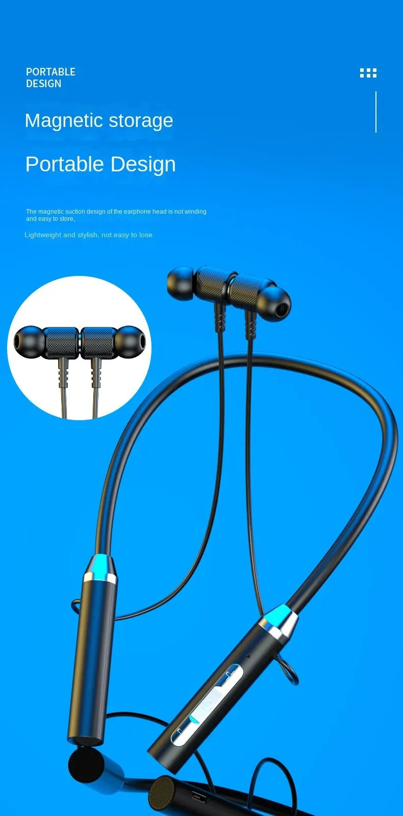 9D Bluetooth Earphones Wireless Headphones Magnetic Sport Neckband Neck-hanging TWS Earbuds Wireless Blutooth Headset with Mic
