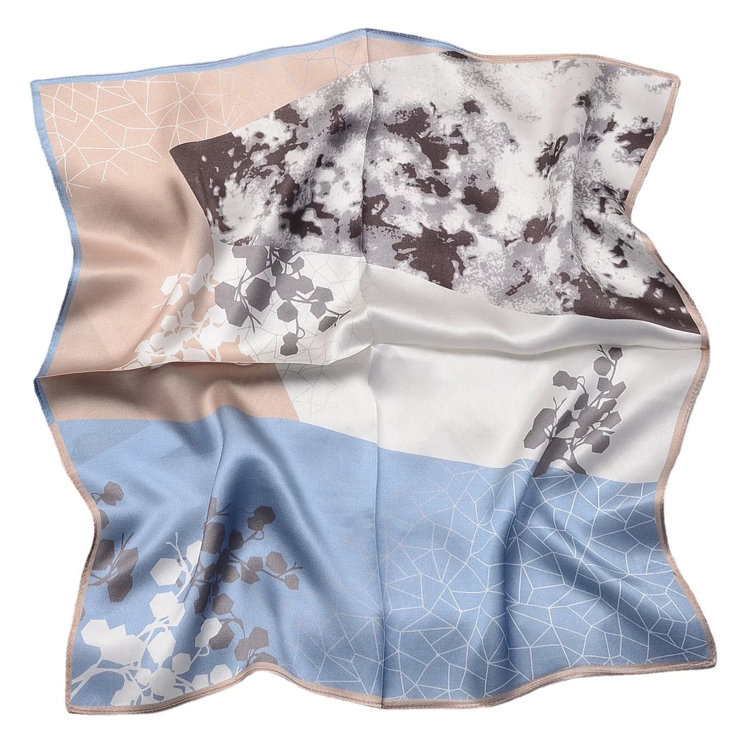 53cm Silk Printed Hijab Scarf for Women Silk Floral Print Small Scarf Fashionable and Versatile Scarf Neck Protector Hijab